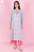 Mulmul Cotton Kurta Pant Set With Dupatta In Block Print